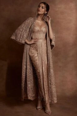 Tarun Tahiliani Gold Handcrafted Jacket Set