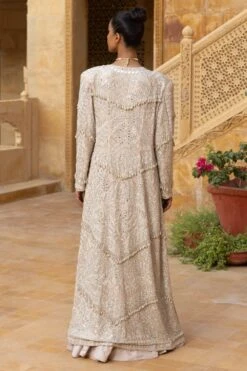 Arpita Mehta Beige Mirror Embellished Jacket Set 7 Arpita Mehta Beige Mirror Embellished Jacket Set -Inca Style Shop 031123am20 4