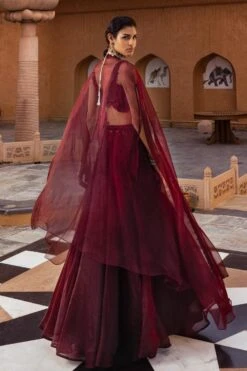 Ridhima Bhasin Plum Embellished Cape Set 11 Ridhima Bhasin Plum Embellished Cape Set -Inca Style Shop 0403rb02 6
