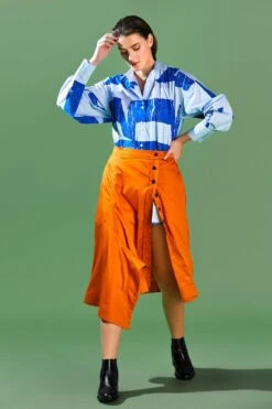 Bennch Side Buttoned Down Orange Skirt