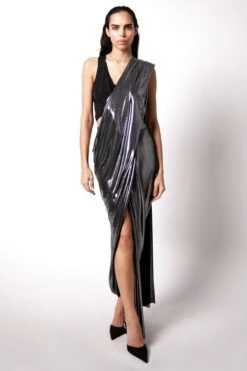 431-88 By Shweta Kapur Black Waterfall Sari