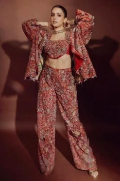 Anamika Khanna Red Embellished Jacket Set