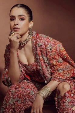 Anamika Khanna Red Embellished Jacket Set -Inca Style Shop 071123ak01 3