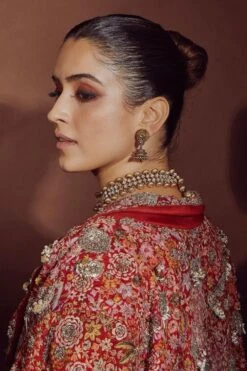 Anamika Khanna Red Embellished Jacket Set -Inca Style Shop 071123ak01 4