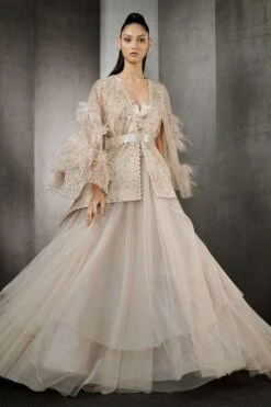 Rohit Gandhi + Rahul Khanna Fray & Feather Peplum Jacket