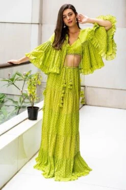 Surily G Green Hakoba Ruffle Jacket