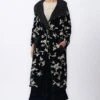 Peachoo Black Floral Embellished Velvet Jacket