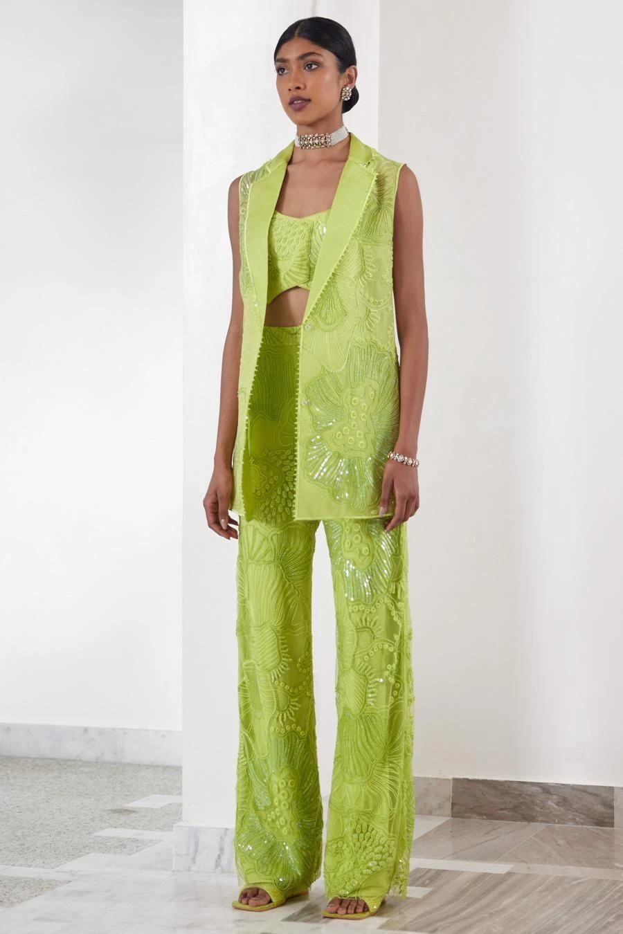 Mishru Lime Green Lesly Blazer Set 2 Mishru Lime Green Lesly Blazer Set - Image 2
