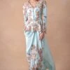 Anamika Khanna Serene Blue Floral & Sequin Top-Drape Skirt Set