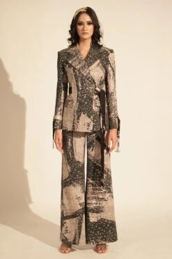 Nikita Mhaisalkar Black & White Stroke Printed Pantsuit