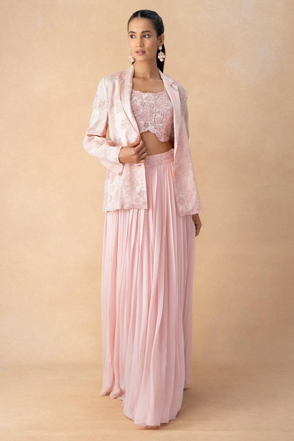 Mishru Pink Embellished Jacket Set 1 Mishru Pink Embellished Jacket Set