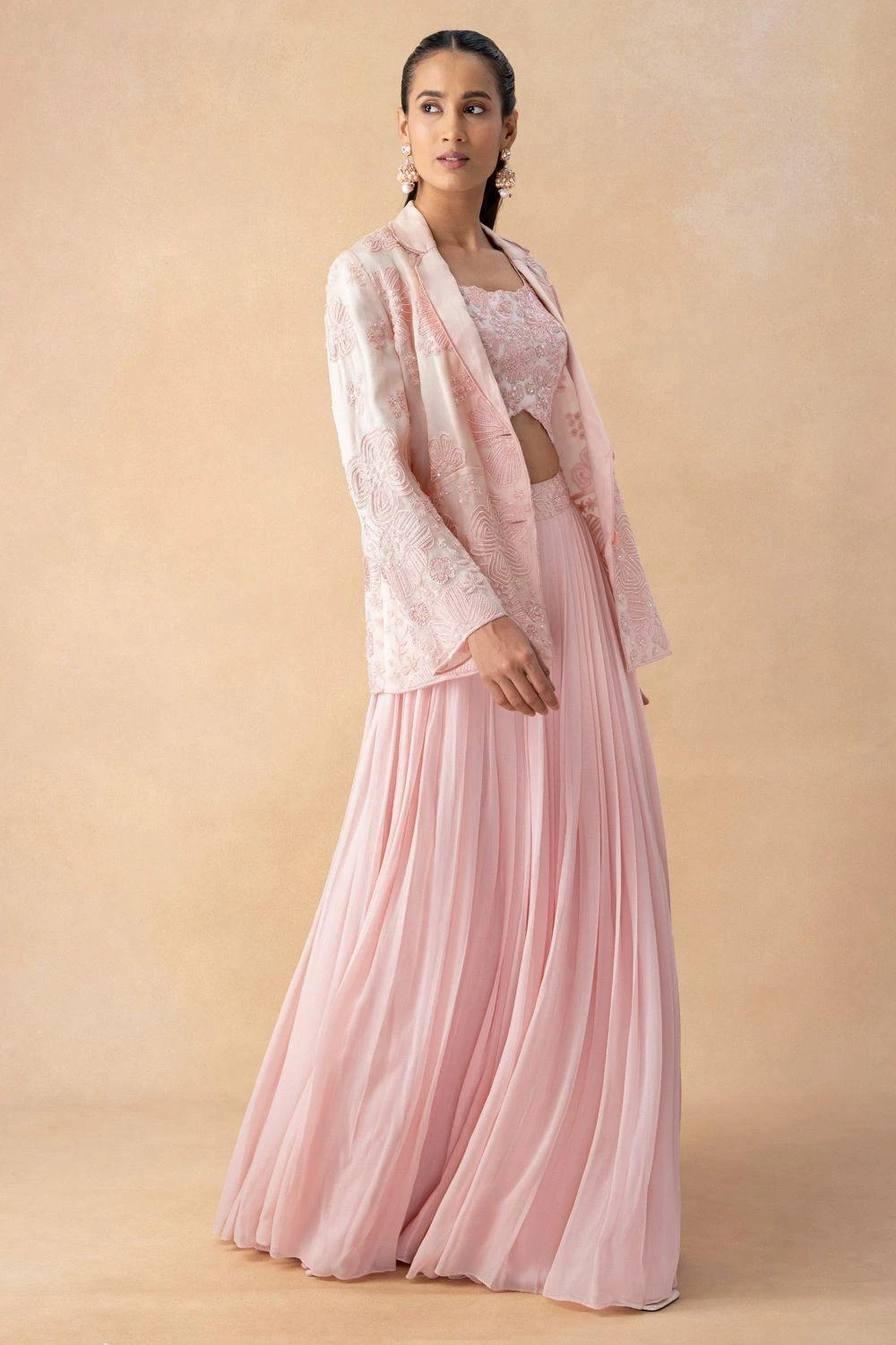 Mishru Pink Embellished Jacket Set 2 Mishru Pink Embellished Jacket Set - Image 2