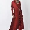 Kiran Uttam Ghosh Merlot Pleated Angrakha Wrap