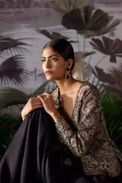 Mrunalini Rao Black Hand Embroidered Jacket Set -Inca Style Shop 140723mr03 3