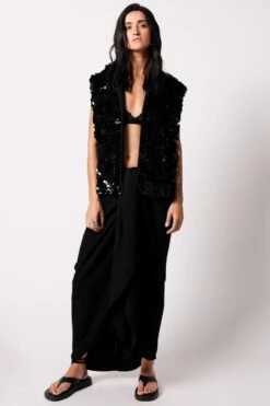 431-88 By Shweta Kapur Black Hand Embroidered Beaded Jacket