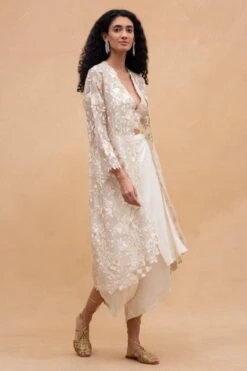 Aikeyah Ivory Thread Embroidered Jacket Set -Inca Style Shop 142aik5 3
