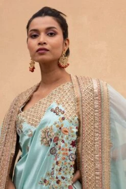 Anamika Khanna Blue Floral Embellished Cape Set -Inca Style Shop 152ak2 4