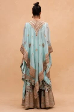 Anamika Khanna Blue Floral Embellished Cape Set -Inca Style Shop 152ak2 5