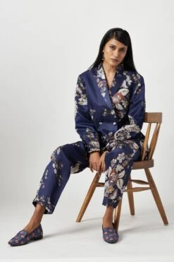 Payal Pratap Navy Agung Printed & Embellished Jacket -Inca Style Shop 15323ppj21 3