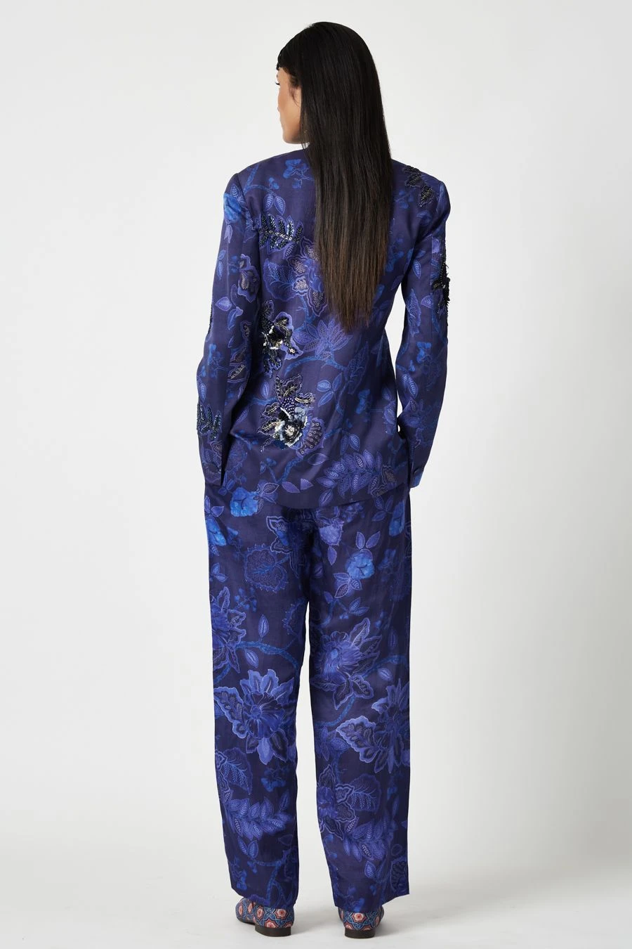 Payal Pratap Navy Bogor Printed Pants 4 Payal Pratap Navy Bogor Printed Pants - Image 4