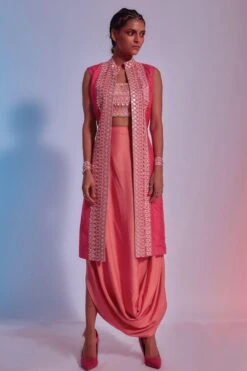 SVA Coral Embellished Jacket Set