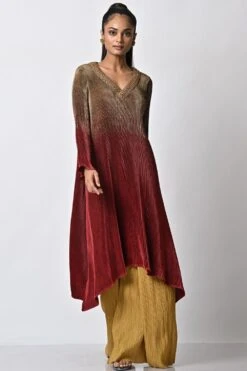 Kiran Uttam Ghosh Mustard Pleated Wide Legged Trousers 8 Kiran Uttam Ghosh Mustard Pleated Wide Legged Trousers -Inca Style Shop 159ku6 4