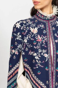 PATINE Blue Nawaz Floral Embroidered Cape -Inca Style Shop 16086 3