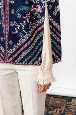 PATINE Blue Nawaz Floral Embroidered Cape -Inca Style Shop 16086 4