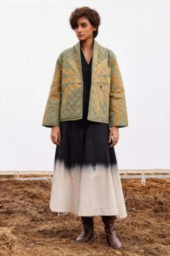Khara Kapas Lawn Earthy Green Mul-Cotton Jacket