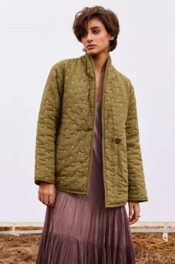 Khara Kapas Clove Wasabi Green Mul-Cotton Jacket -Inca Style Shop 161223kk20 3
