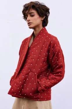 Khara Kapas Red Amber Mul-Cotton Jacket -Inca Style Shop 161223kk5 3