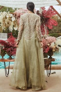 Ridhima Bhasin Sage Green Drop Pearl Embroidered Jacket Set -Inca Style Shop 165rb7 4