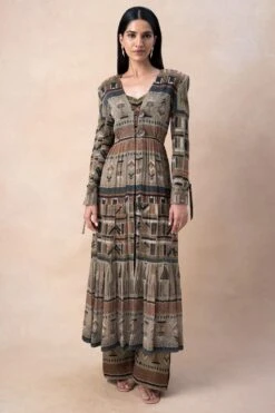 Nikita Mhaisalkar Green Aztec Printed Jacket Set