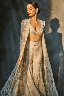 Ritika Mirchandani Ivory Hand Embroidered Jacket Set -Inca Style Shop 1811rm7 3