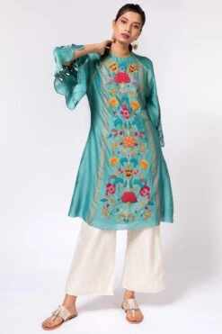 Chandrima Ivory Flared Chanderi Pants