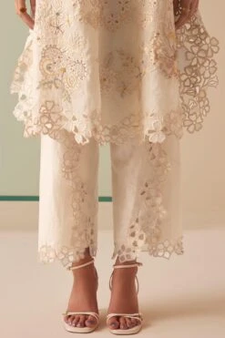 Chandrima Ivory Sheer Applique Tulip Pants -Inca Style Shop 18823ca48 3