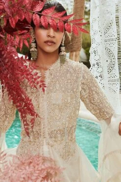 Ridhima Bhasin Ivory Pearl Embroidered Peplum & Sharara Set 5 Ridhima Bhasin Ivory Pearl Embroidered Peplum & Sharara Set -Inca Style Shop 1912rb02 3