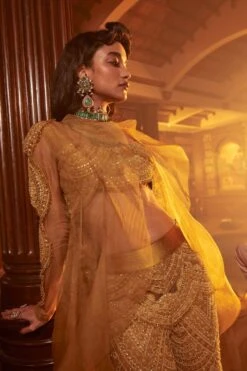 Ridhima Bhasin Mustard Crystal Drop Embellished Cape Set -Inca Style Shop 20042023rb11 3