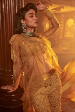Ridhima Bhasin Mustard Crystal Drop Embellished Cape Set -Inca Style Shop 20042023rb11 4