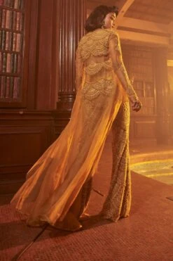 Ridhima Bhasin Mustard Crystal Drop Embellished Cape Set -Inca Style Shop 20042023rb11 6