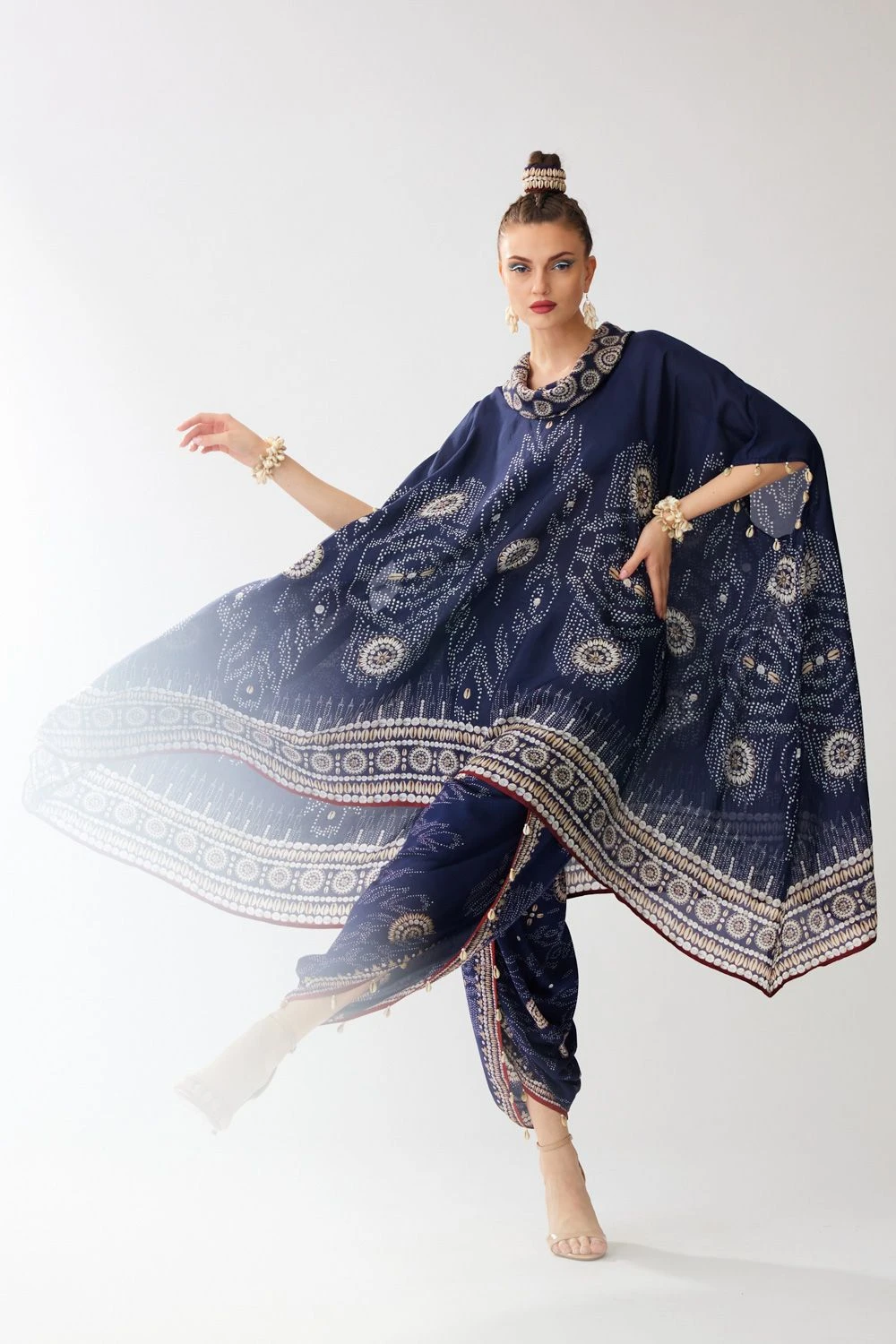 Rajdeep Ranawat Blue Floral Printed Dhoti Pants 2 Rajdeep Ranawat Blue Floral Printed Dhoti Pants - Image 2