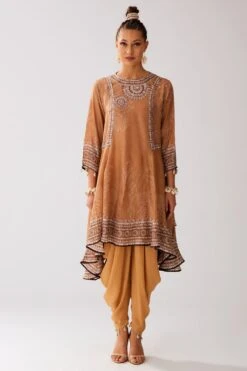 Rajdeep Ranawat Caramel Floral Printed Dhoti Pants