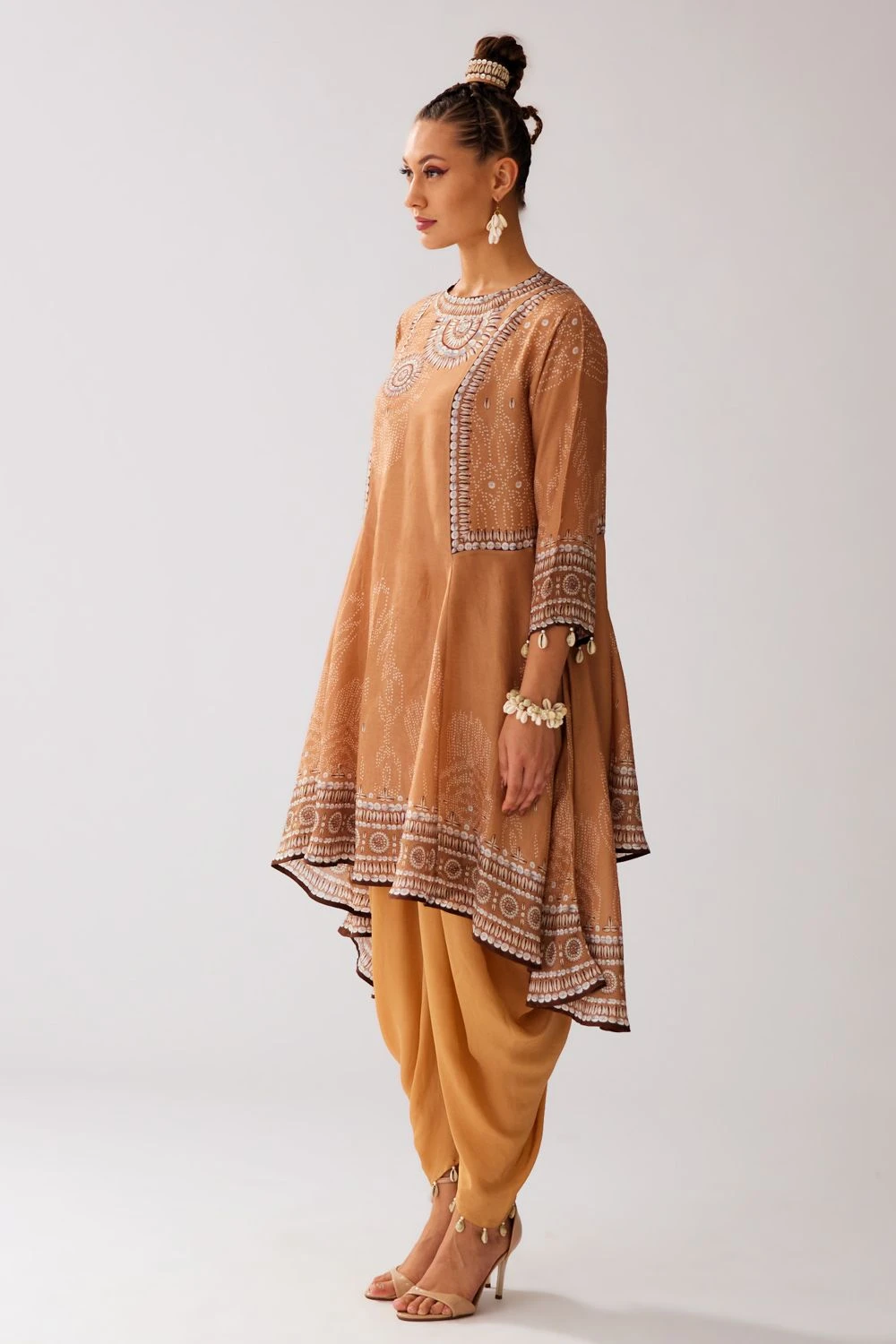 Rajdeep Ranawat Caramel Floral Printed Dhoti Pants 2 Rajdeep Ranawat Caramel Floral Printed Dhoti Pants - Image 2