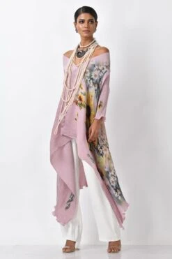 Kiran Uttam Ghosh Sunflower Printed Pink Wrap