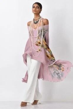 Kiran Uttam Ghosh Sunflower Printed Pink Wrap -Inca Style Shop 204kug01 3