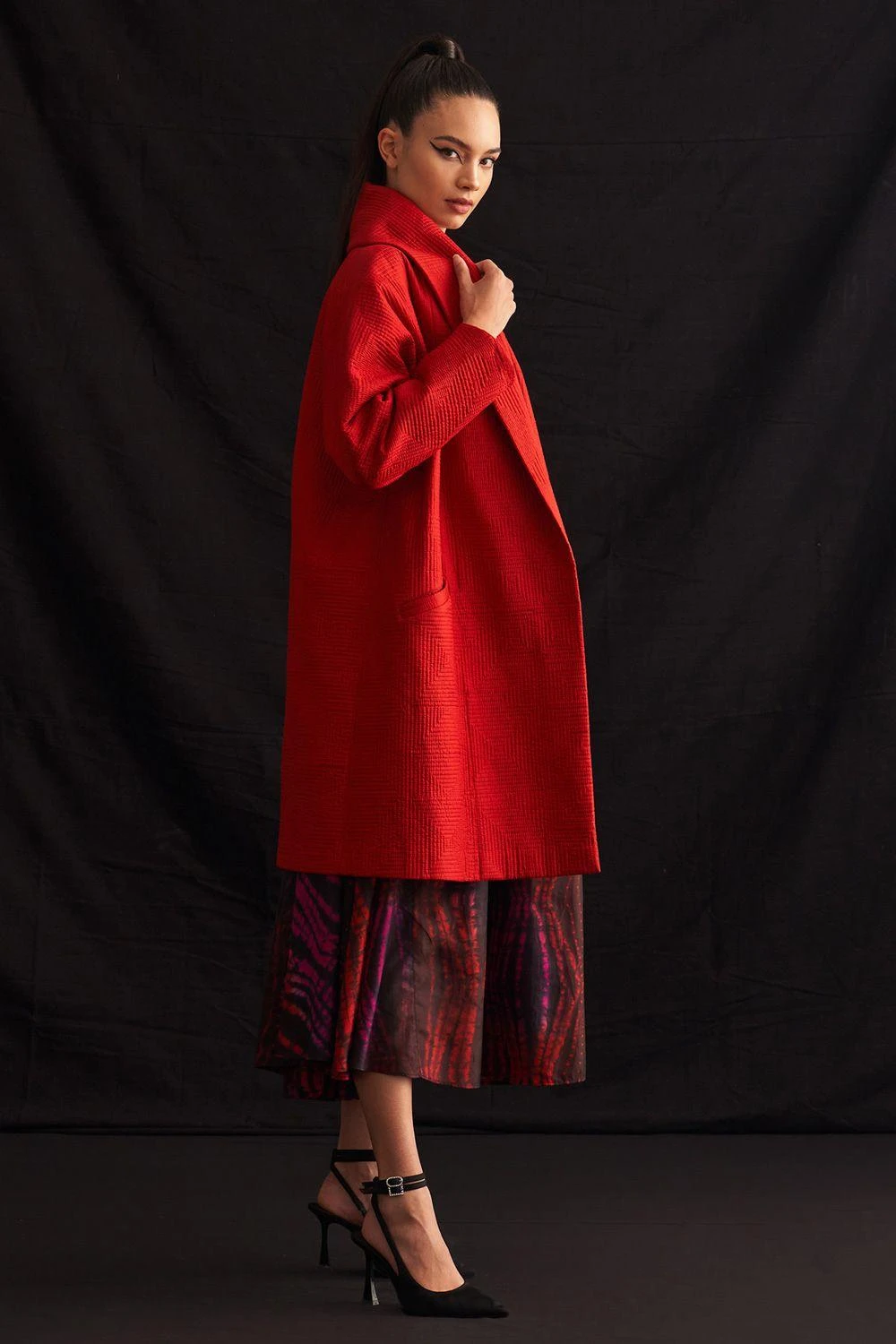 Amrich Keiko Woven Silk Quilted Coat 2 Amrich Keiko Woven Silk Quilted Coat - Image 2