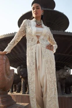 Ridhima Bhasin Zenaia Ivory Floral Embellished Jacket Set