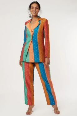 SVA Benarasi Silk Striped Pant Suit