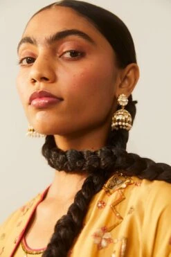 Sarang Kaur Mustard Yellow Hand Embroidered Jacket Set -Inca Style Shop 228sk14 3