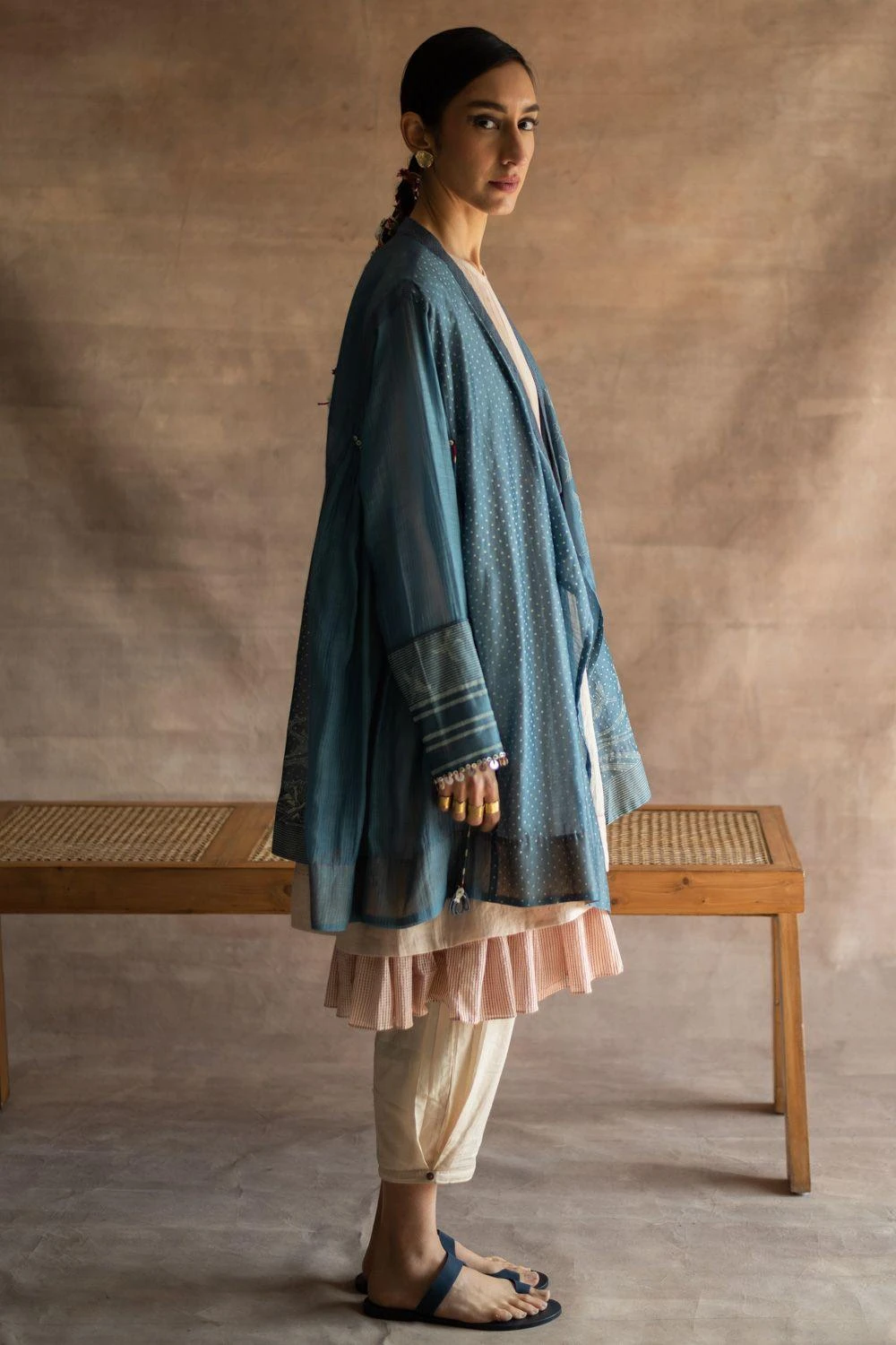 Swatti Kapoor Indigo Hand-block Printed Overlay 2 Swatti Kapoor Indigo Hand-block Printed Overlay - Image 2